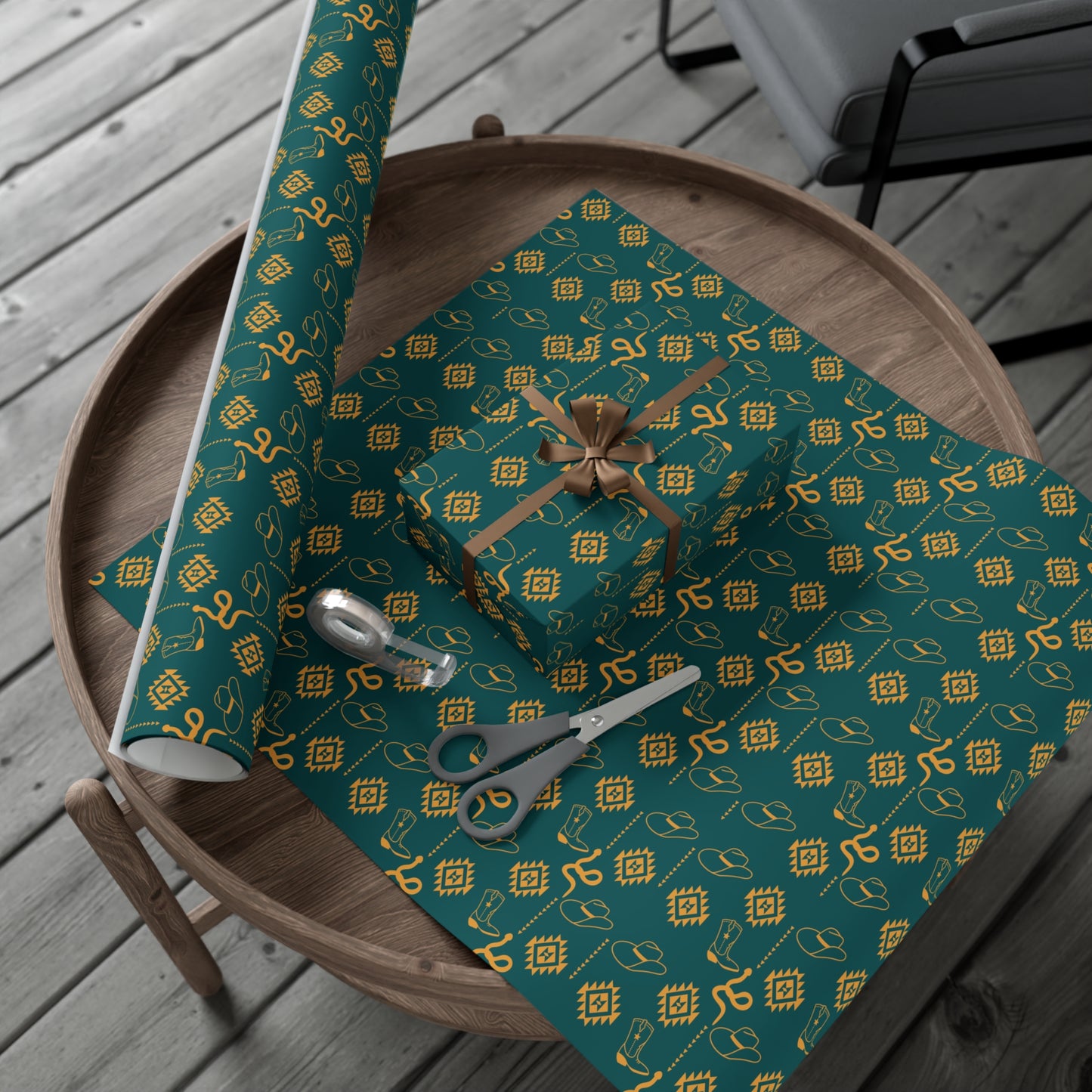 Blue Western Wrapping Paper