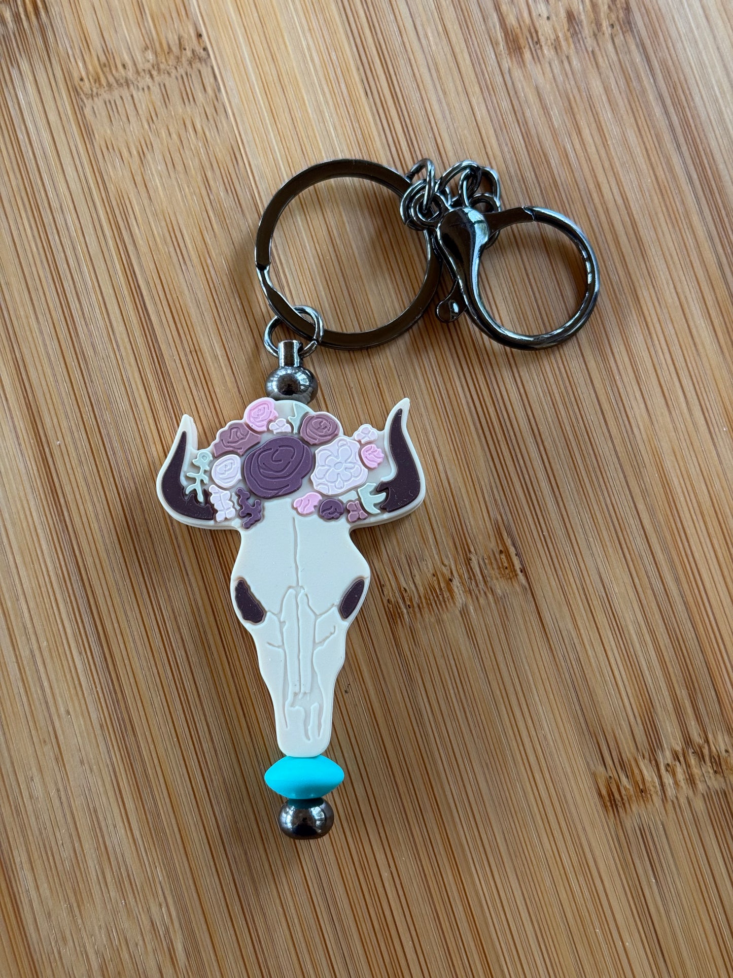 Floral Skull Mini Keychain