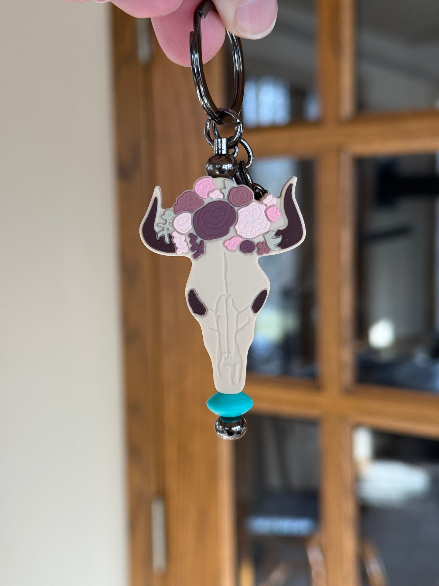 Floral Skull Mini Keychain