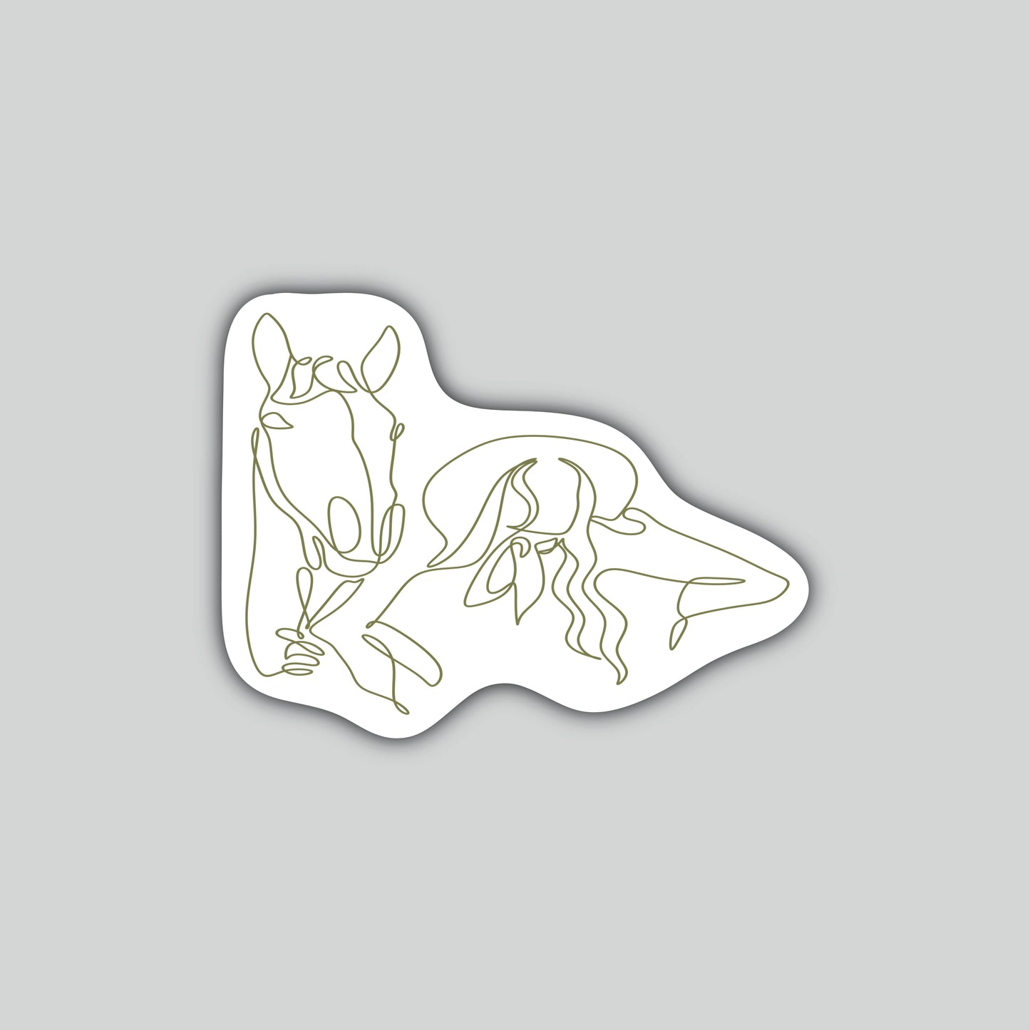 Cowgirl & Horse Line Art Sticker