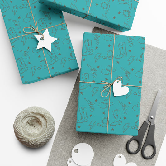 Turquoise Western Wrapping Paper