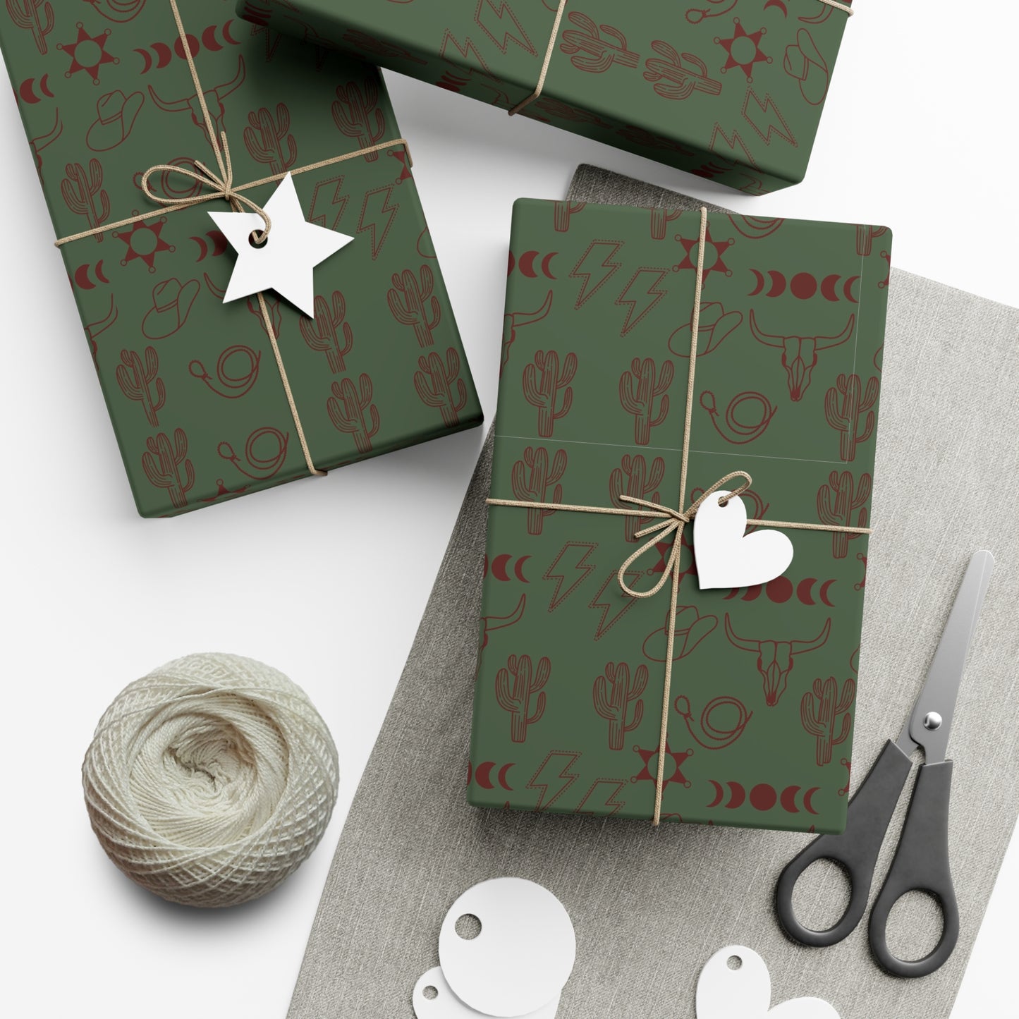 Green Western Wrapping Paper