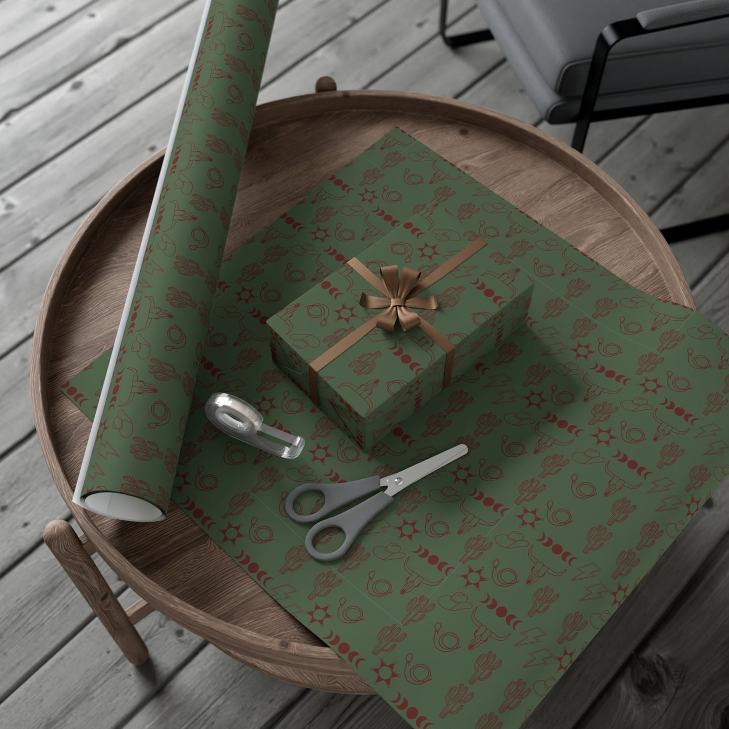 Green Western Wrapping Paper