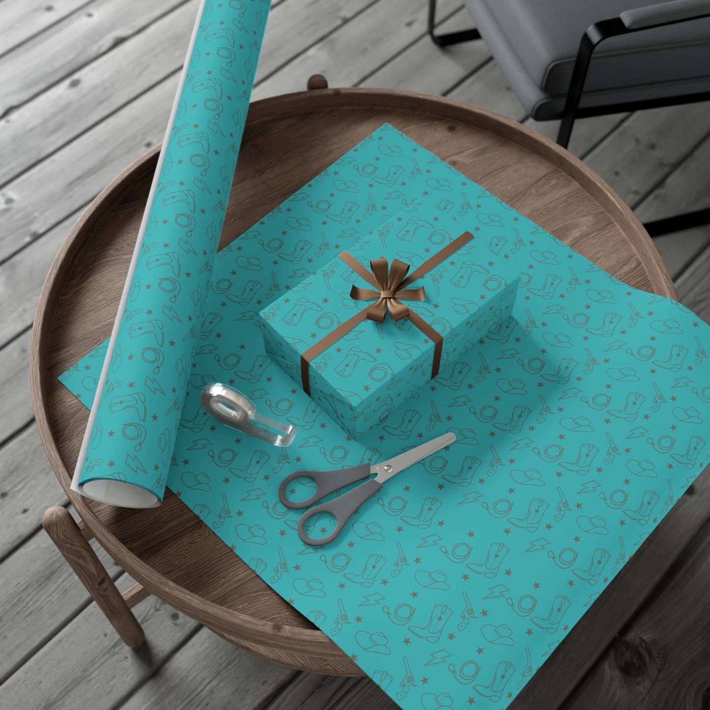 Turquoise Western Wrapping Paper