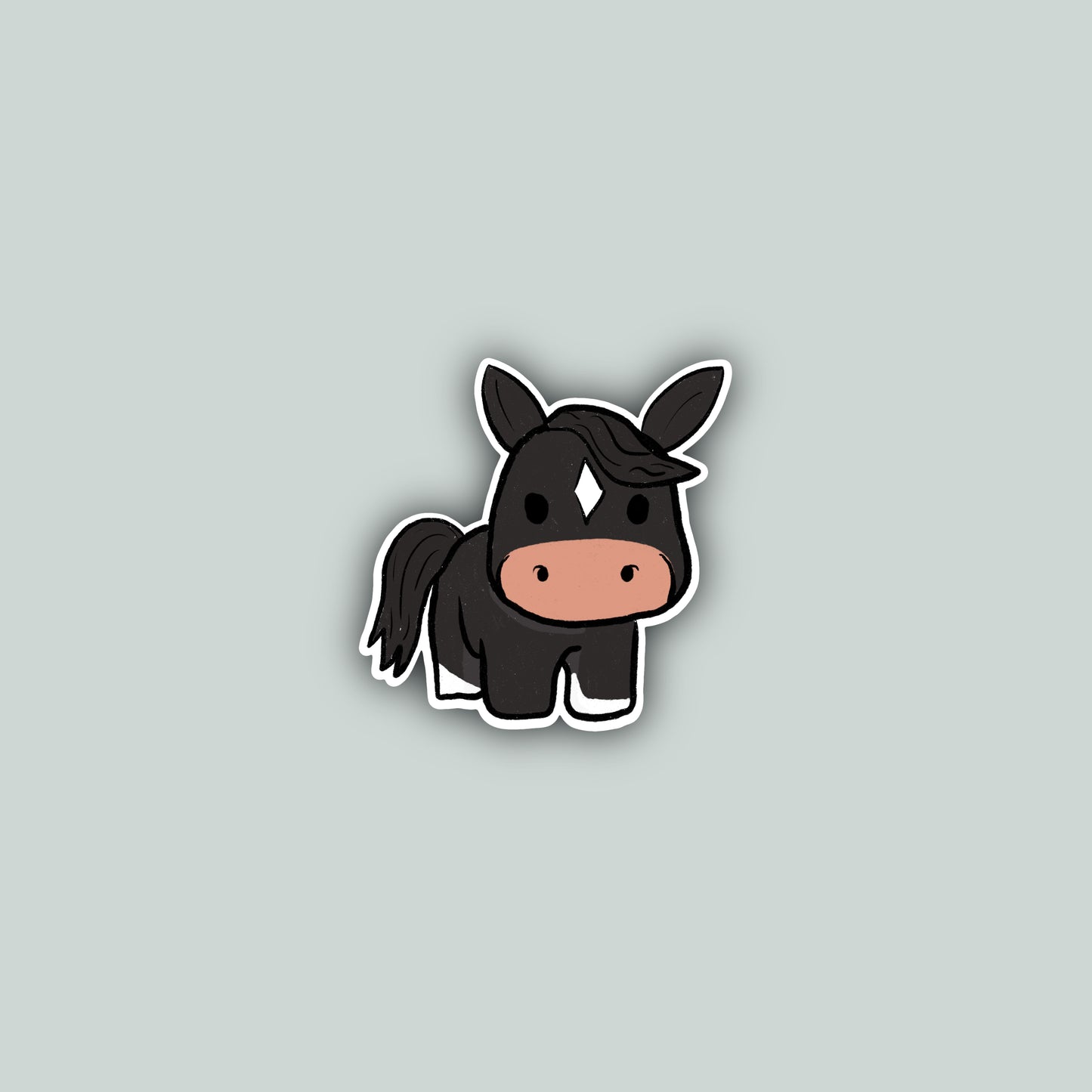 Black Pony Cartoon Sticker