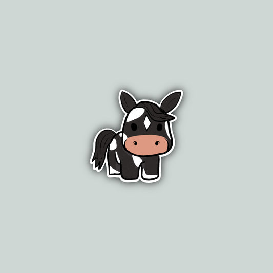 Black Paint Pony Cartoon Sticker