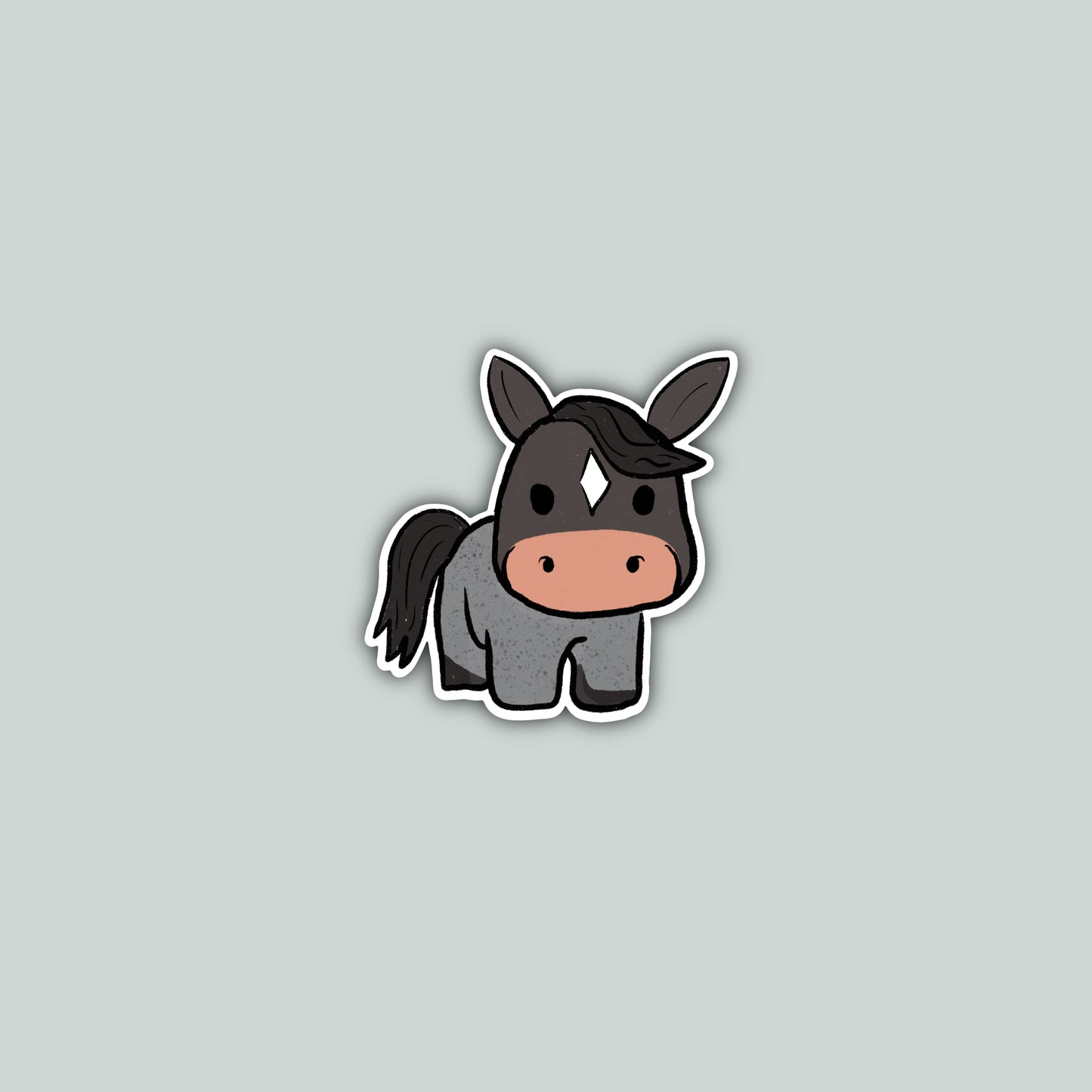 Blue Roan Pony Cartoon Sticker