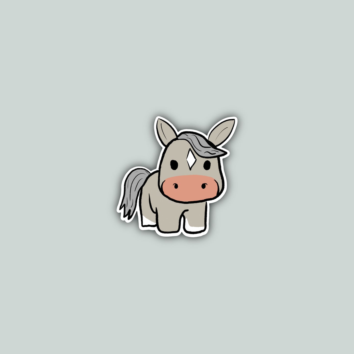 Grey Pony Cartoon Sticker