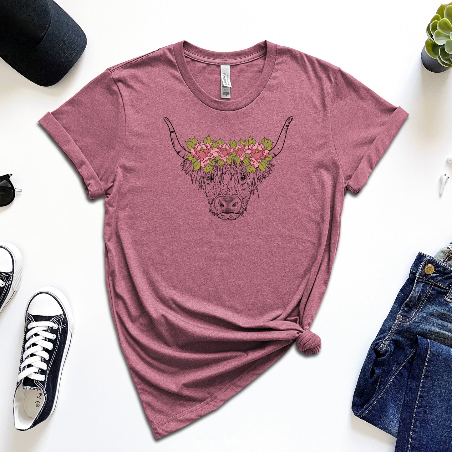 Floral Highland Coo T-Shirt