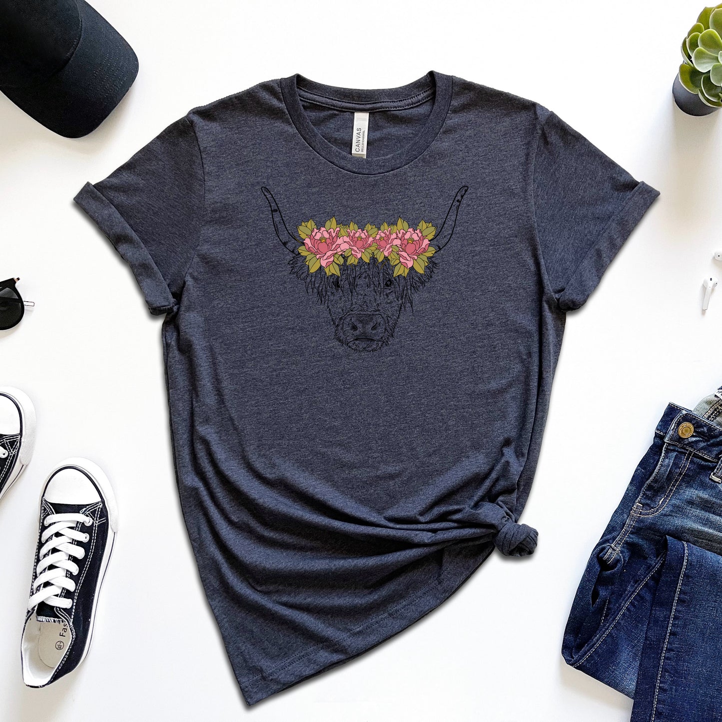 Floral Highland Coo T-Shirt