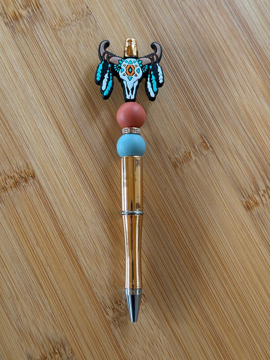 Feathered Skull Pen