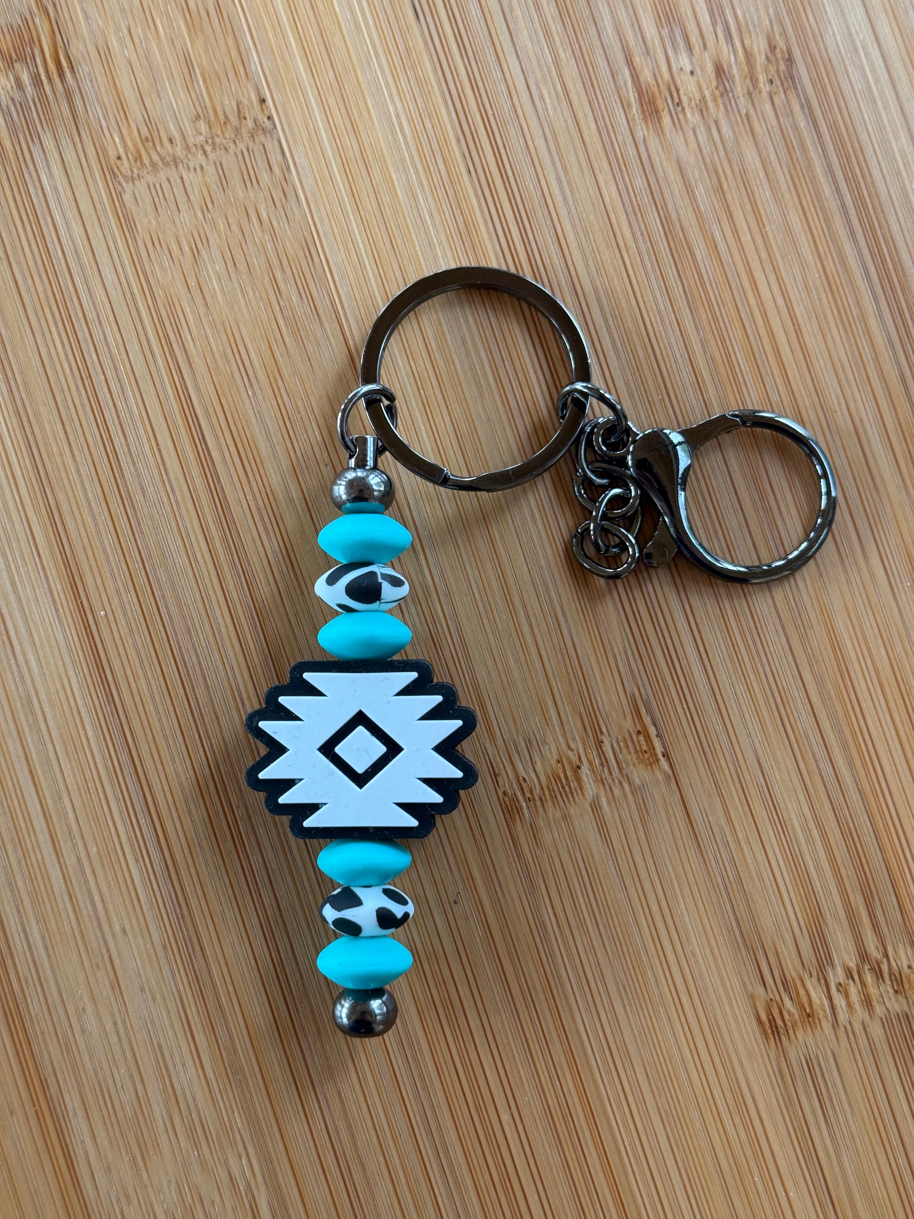 Aztec Key Chain Turquoise Aztec Mini Keychain – Horse Fund Designs