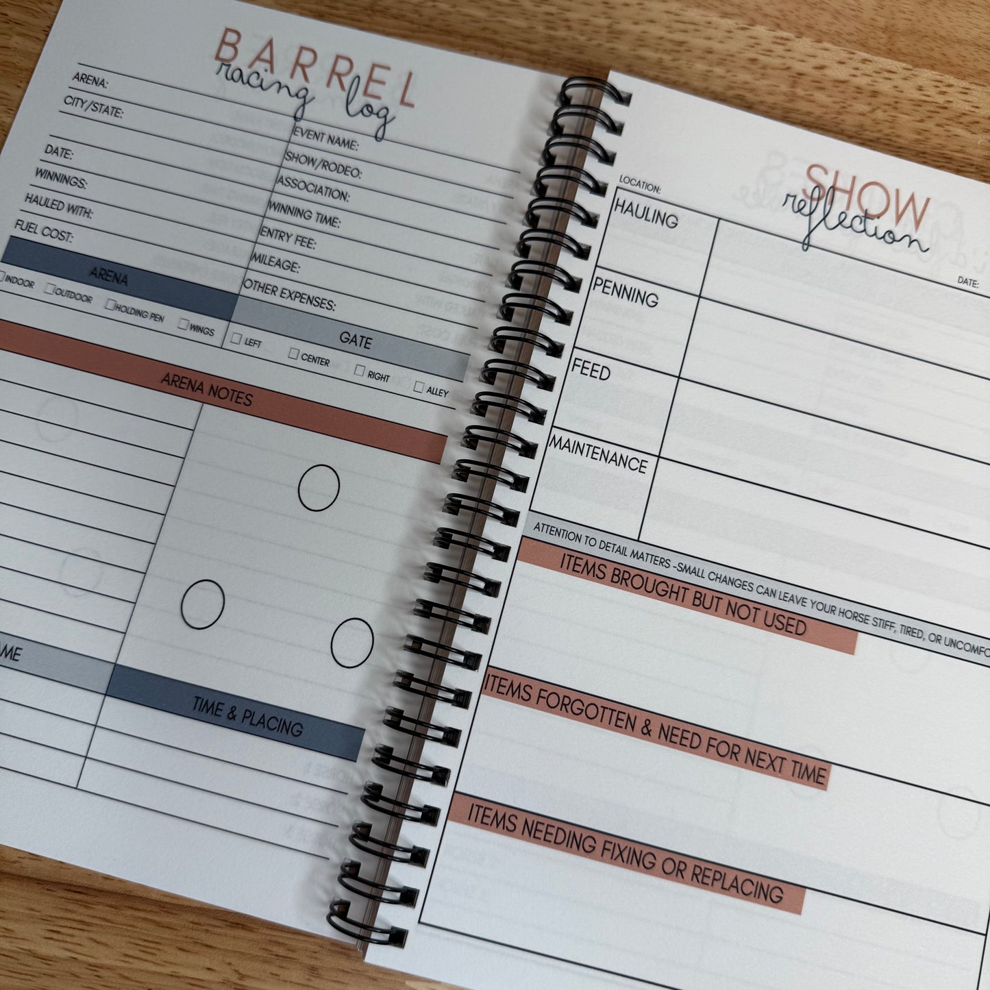 Barrel Racing Journal – Spiral Bound Tracker & Planner