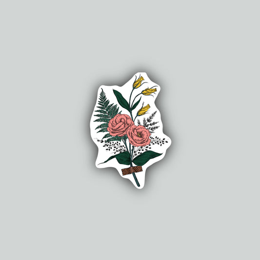 Pink and Yellow Florals Sticker