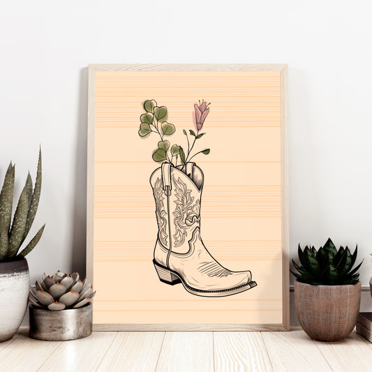 Floral Cowboy Boot Art Print