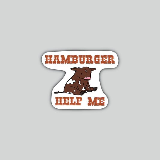 Hamburger Help Me Sticker