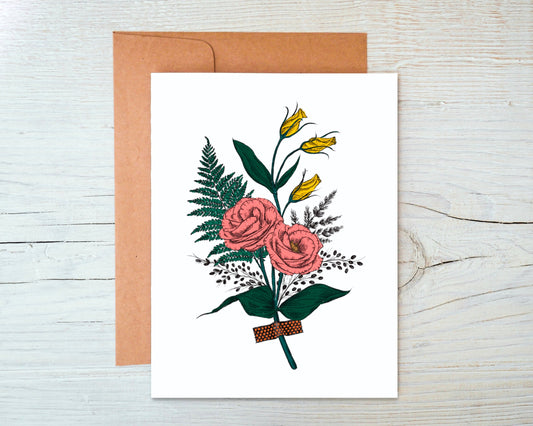 Pink Floral Greeting Card