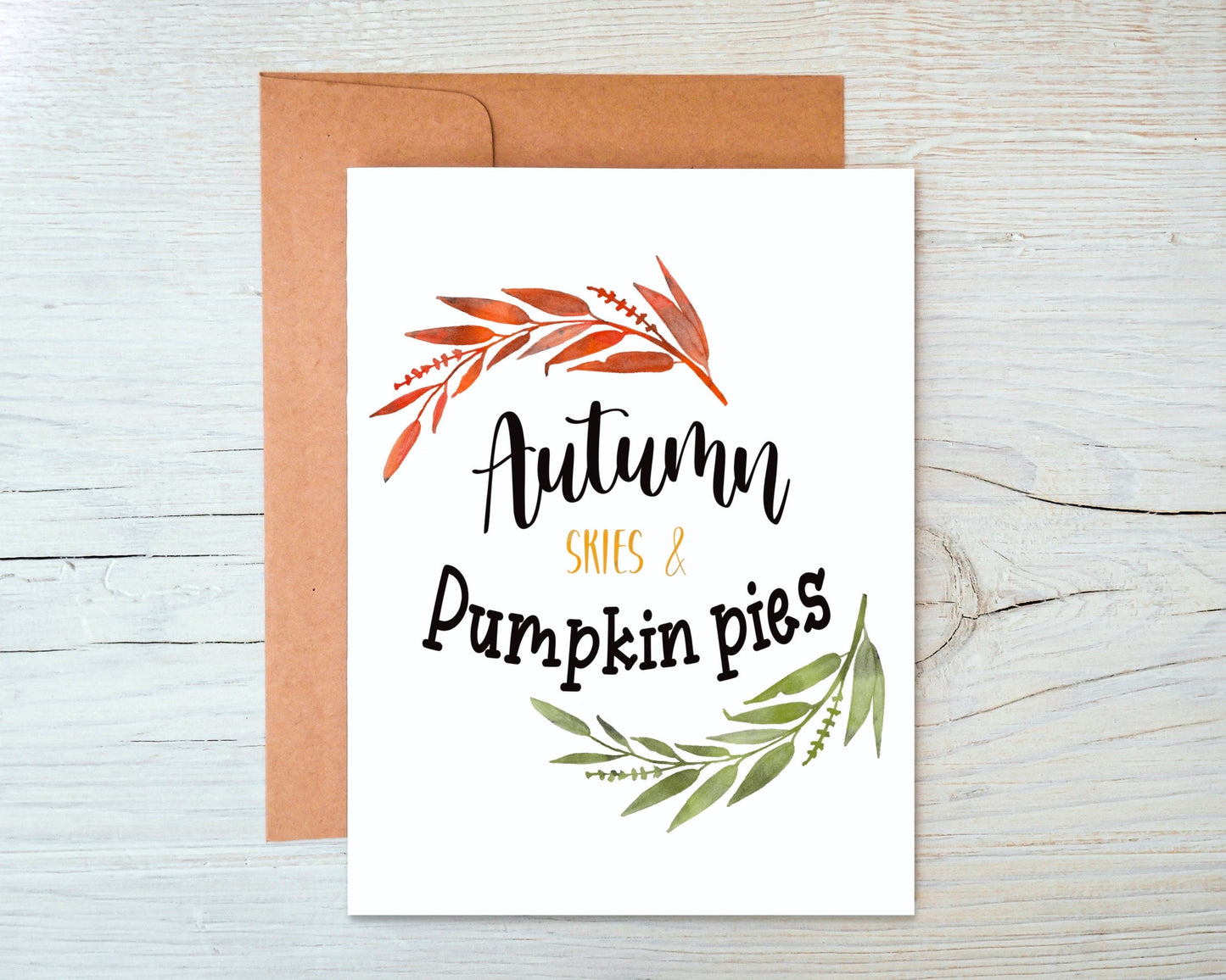 Autumn Skies and Pumpkin Pies Greeting Card