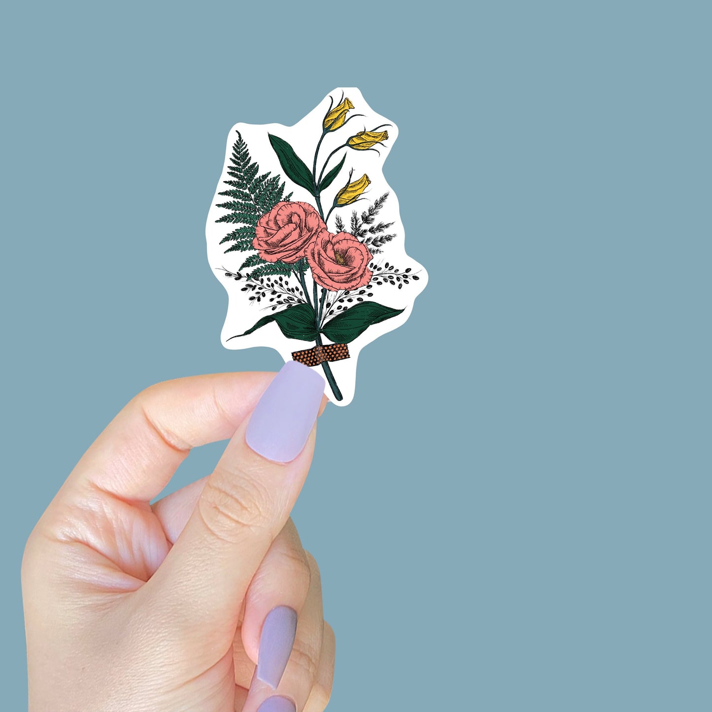 Pink and Yellow Florals Sticker