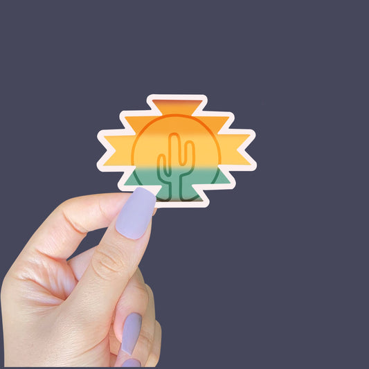 Aztec Cactus Sunset Sticker