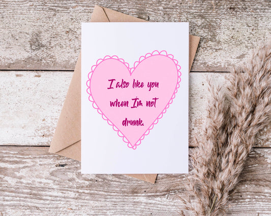 I Also Like You When I'm Not Drunk Greeting Card