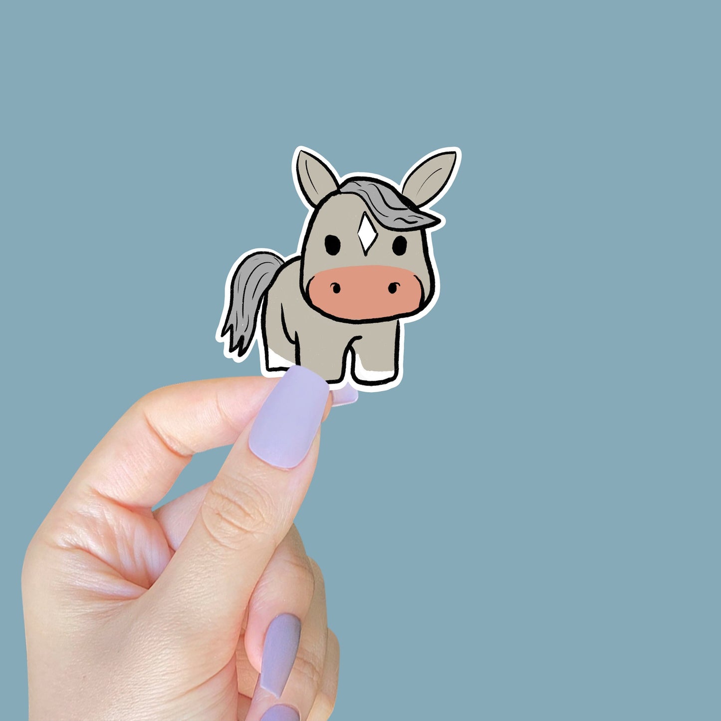 Grey Pony Cartoon Sticker