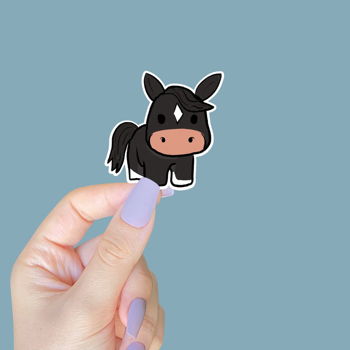 Black Pony Cartoon Sticker