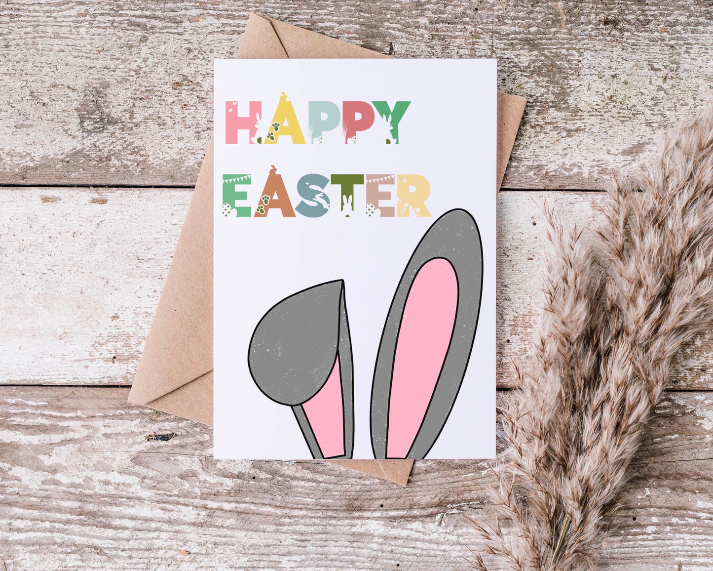 Happy Easter Bunny Ears Greeting Card