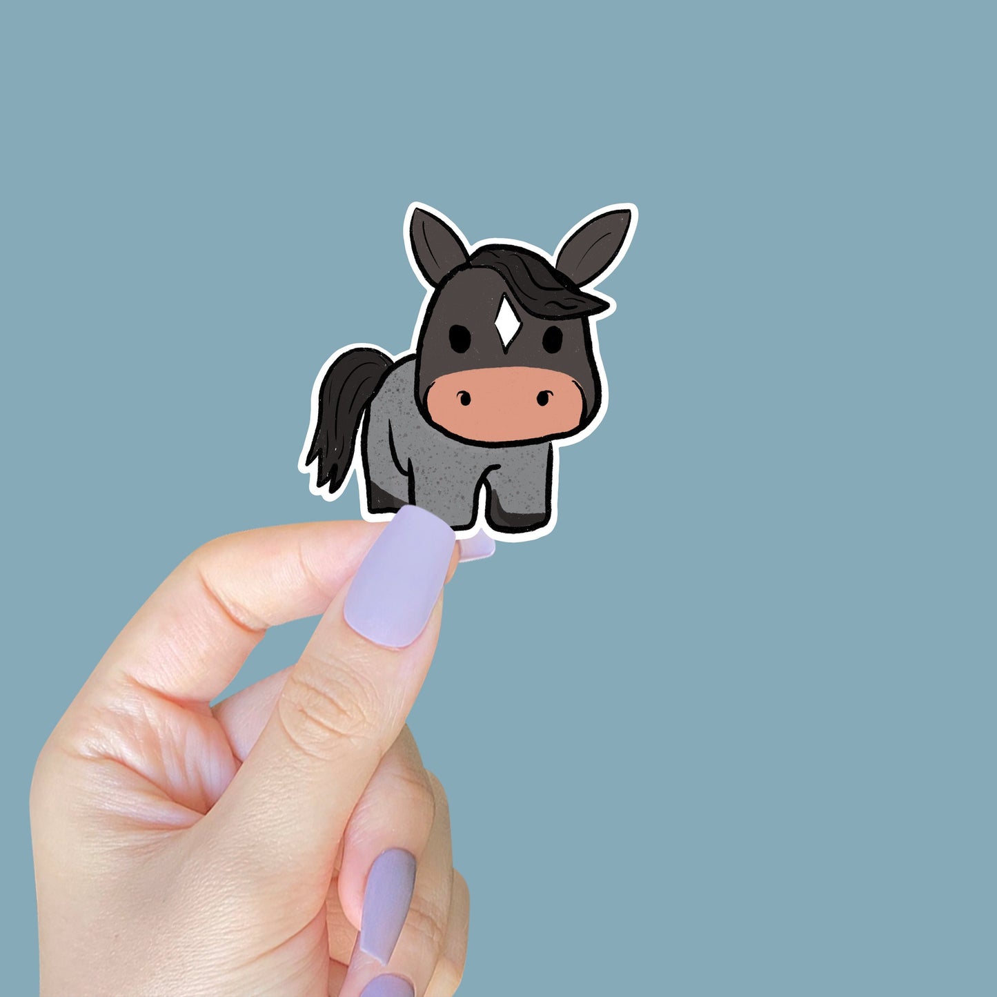 Blue Roan Pony Cartoon Sticker