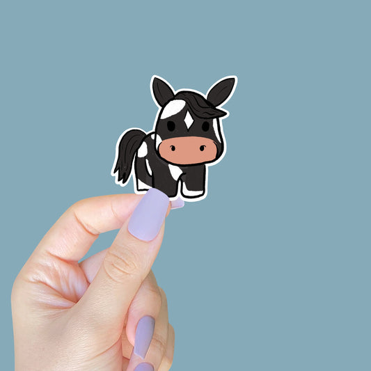 Black Paint Pony Cartoon Sticker